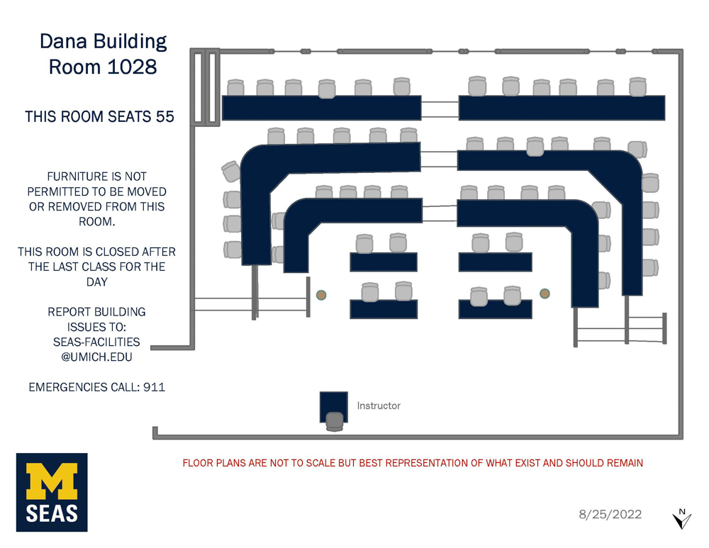 Dana building room 1028 diagram