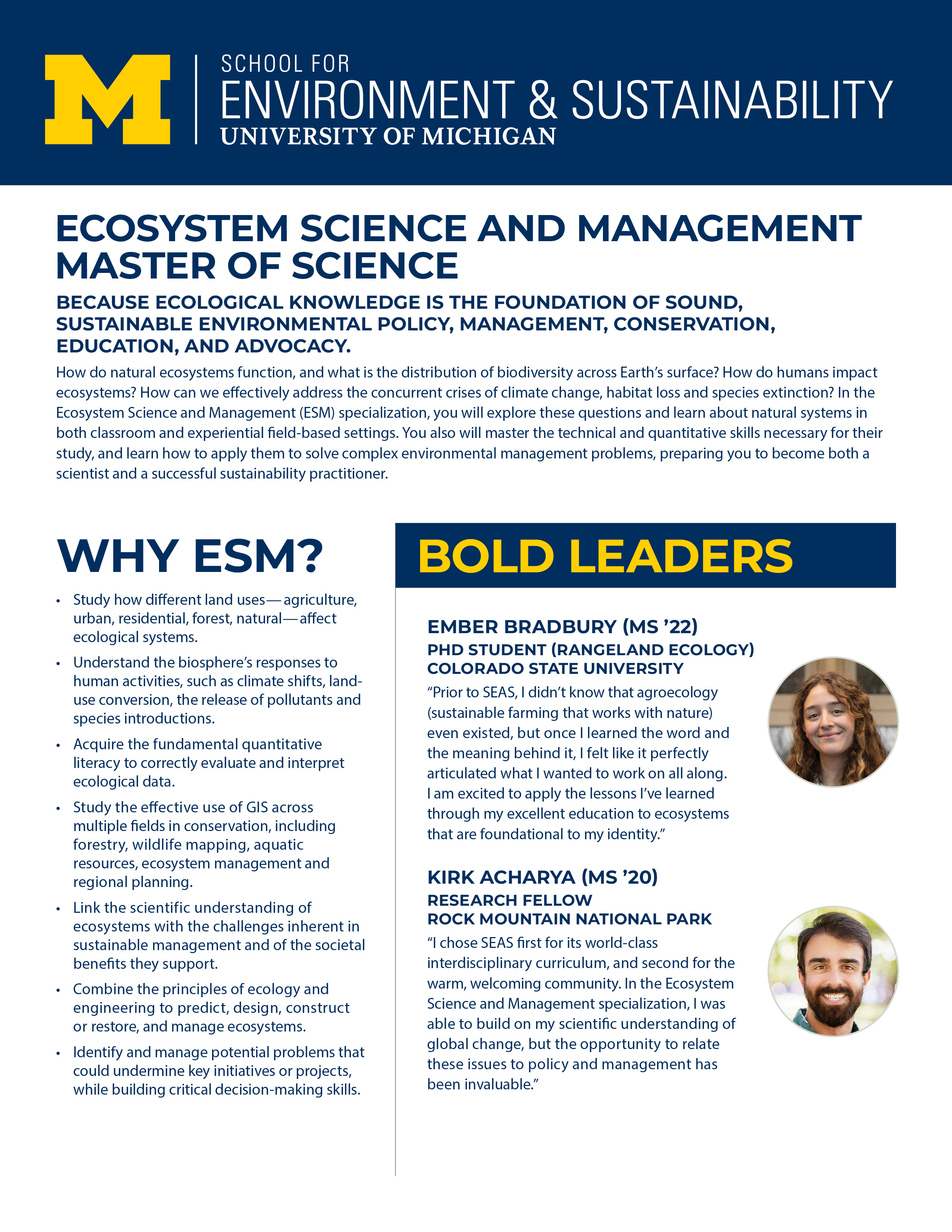 Ecosystem Science and Management brochure