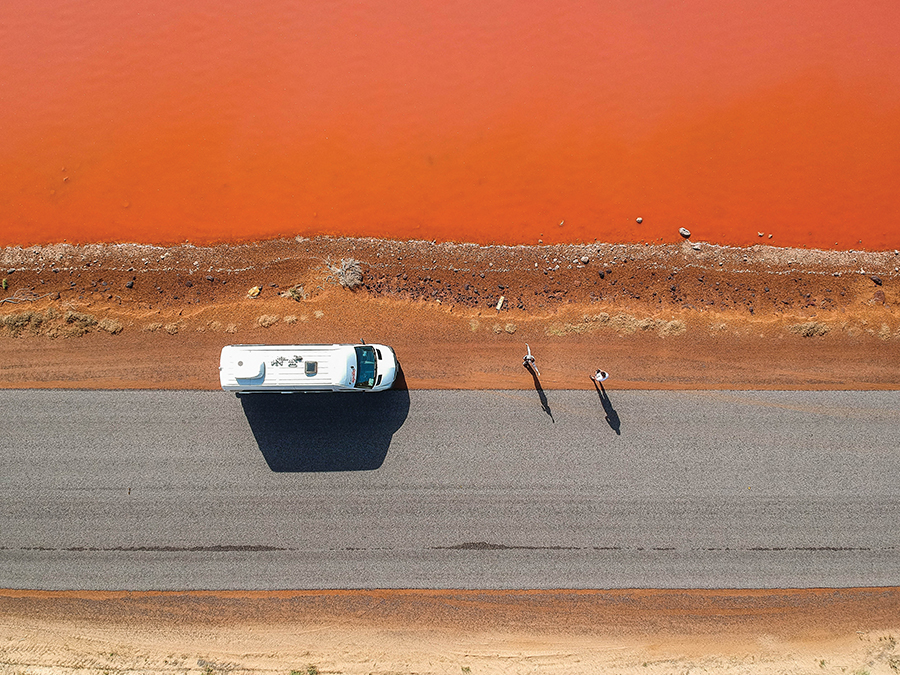 Hutt Lagoon, a marine salt lake in Western Australia.