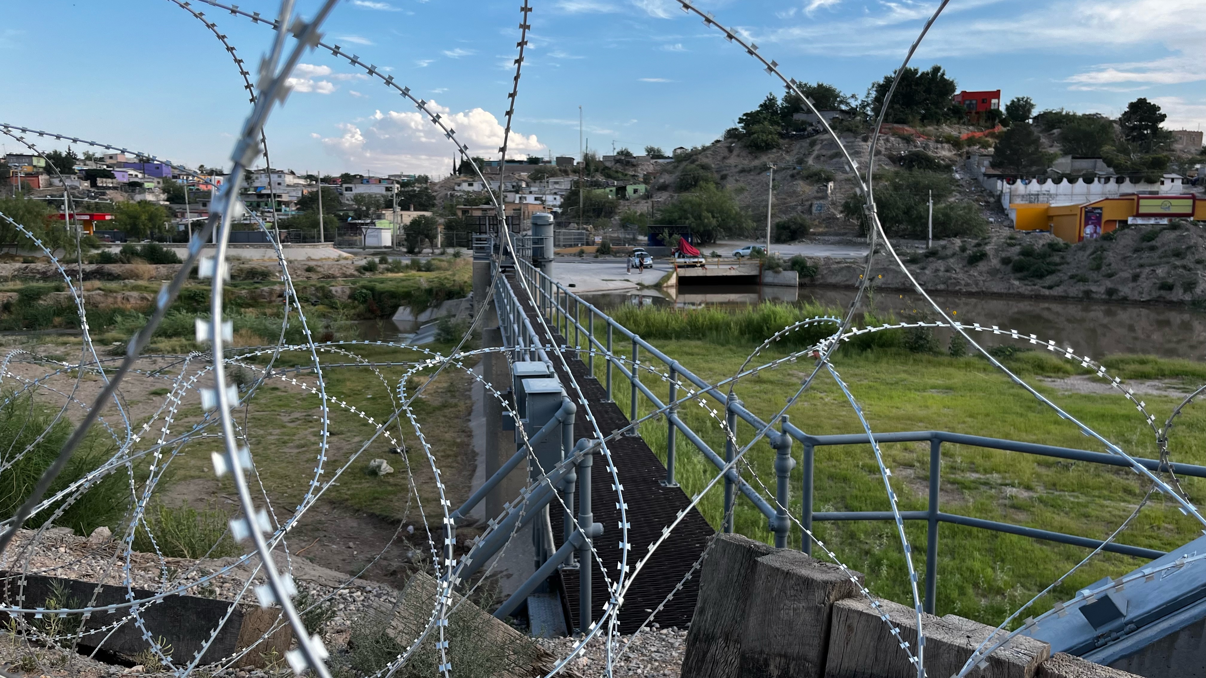 Further downstream from the American Dam is the International Dam, pictured here, where Ciudad Juarez, Mexico, takes its share of water granted by the 1906 Convention.