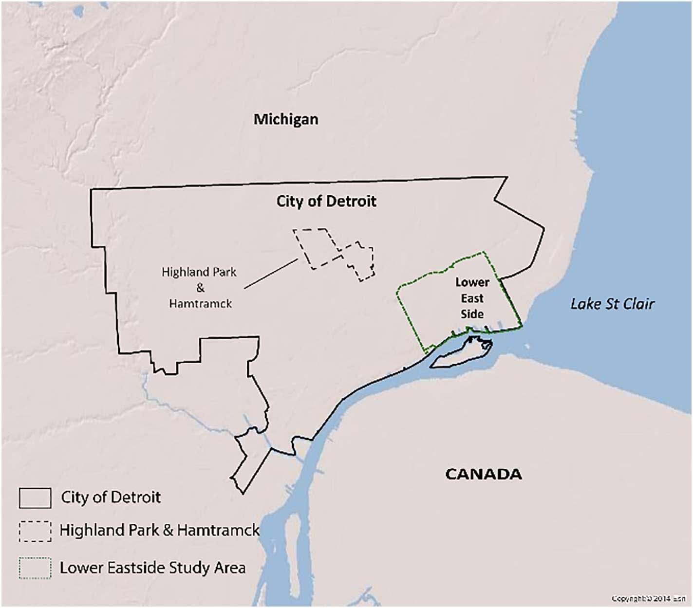 Map of study area, Detroit’s Lower Eastside